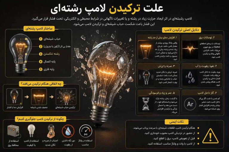 علت ترکیدن لامپ رشته ای